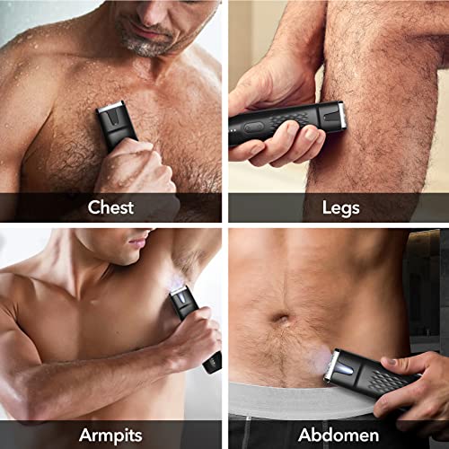Beesjuy Intimbereich Rasierer Männer, Elektrischer Körperrasierer für Herren, Elektrischer Leistenhaarschneider mit LED, IPX7 Wasserdichter, inkl 3 Aufsteckkämme, 90 Min. Laufzeit, mit Ladestation - Image 3