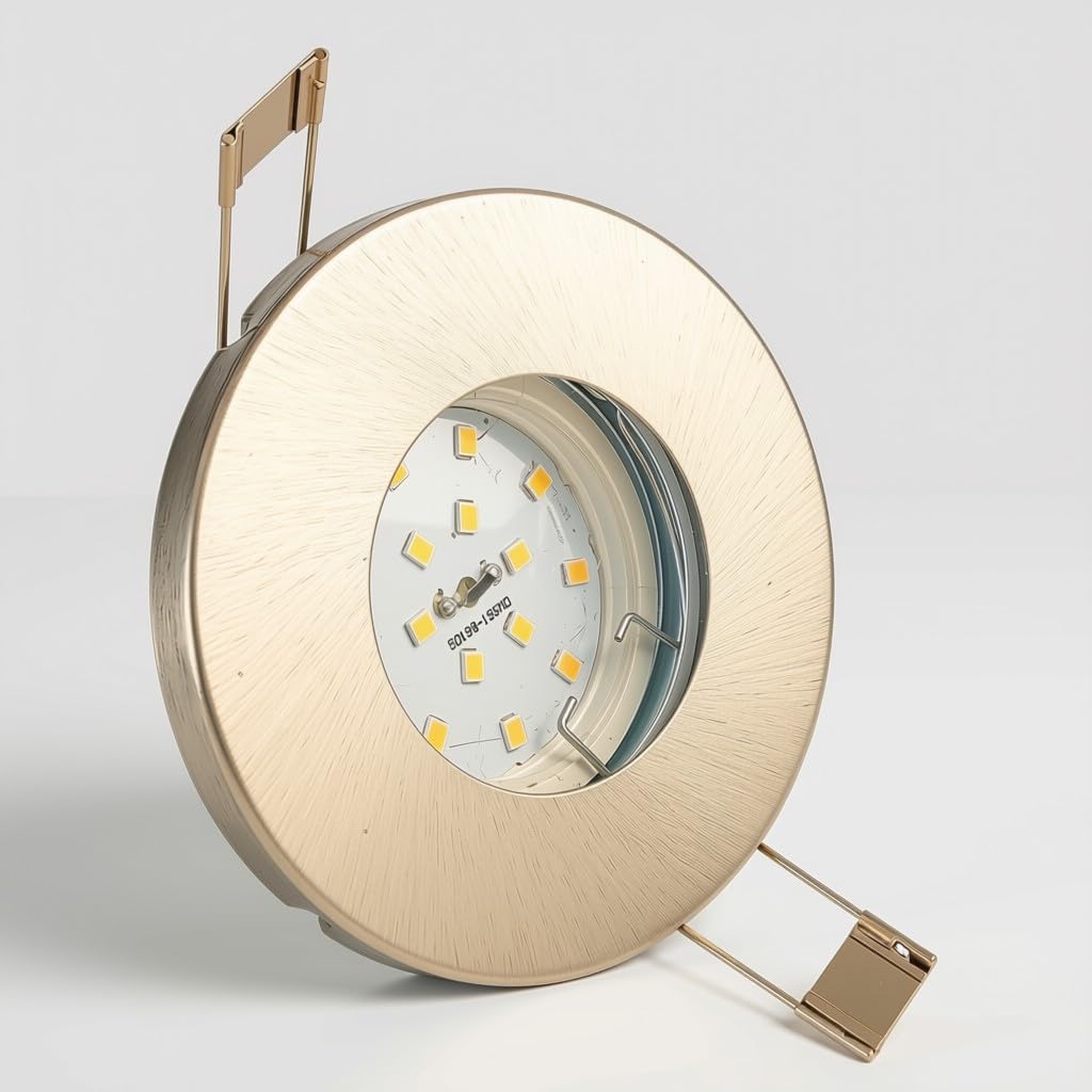 Trango 6er Set IP65 Bad Einbaustrahler 6729IP65-062-5WAK Edelstahl gebürstet inkl. 6x 5 Watt GU10 LED Leuchtmittel 3000K warmweiß Außen Einbauleuchte, Bad Leuchte, Deckenspot Dusche Deckenleuchte
