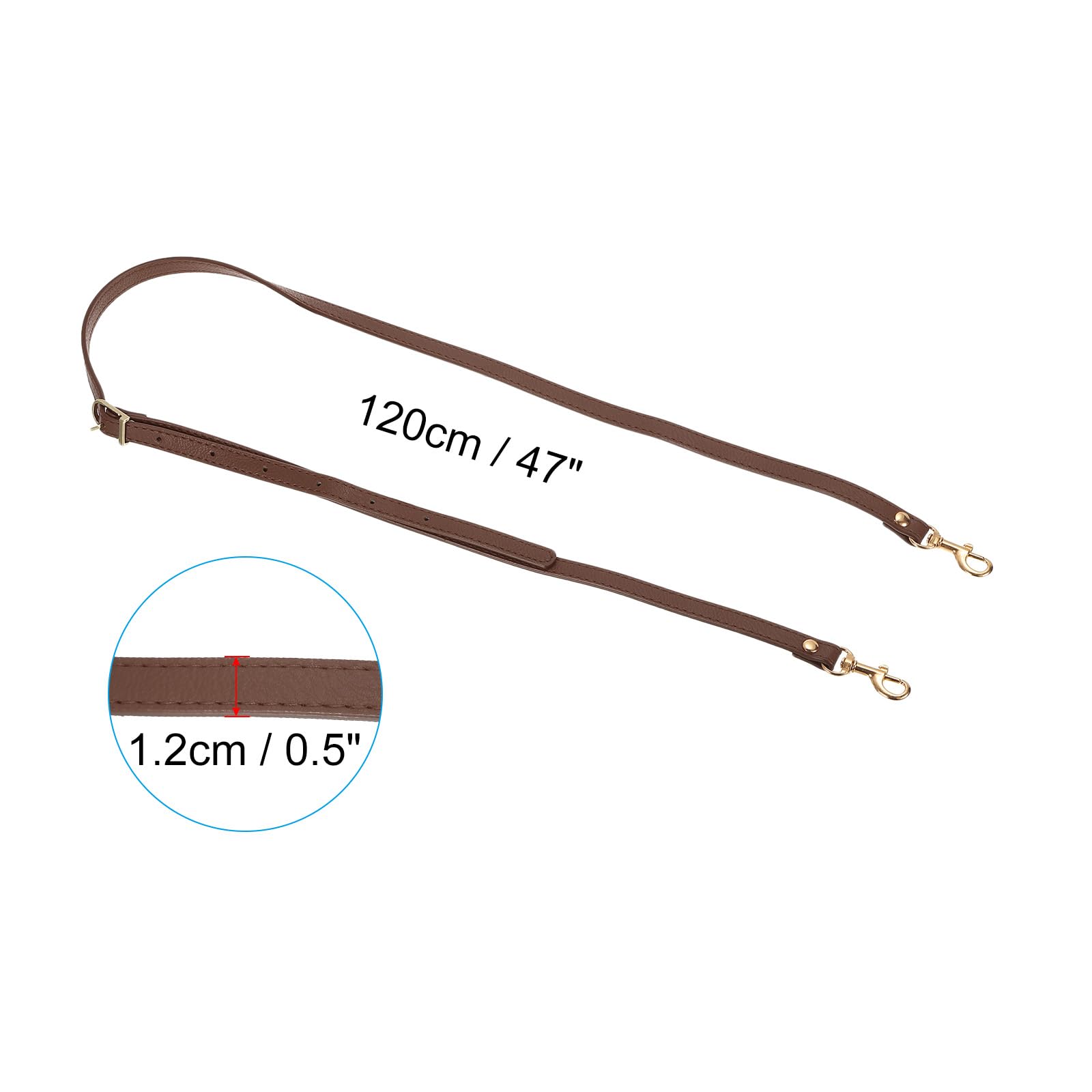 PATIKIL Leather Purse Strap Replacement 47 Inch, PU Adjustable Shoulder Crossbody Replacement Strap with Gold Hardware, Light Brown - Image 2