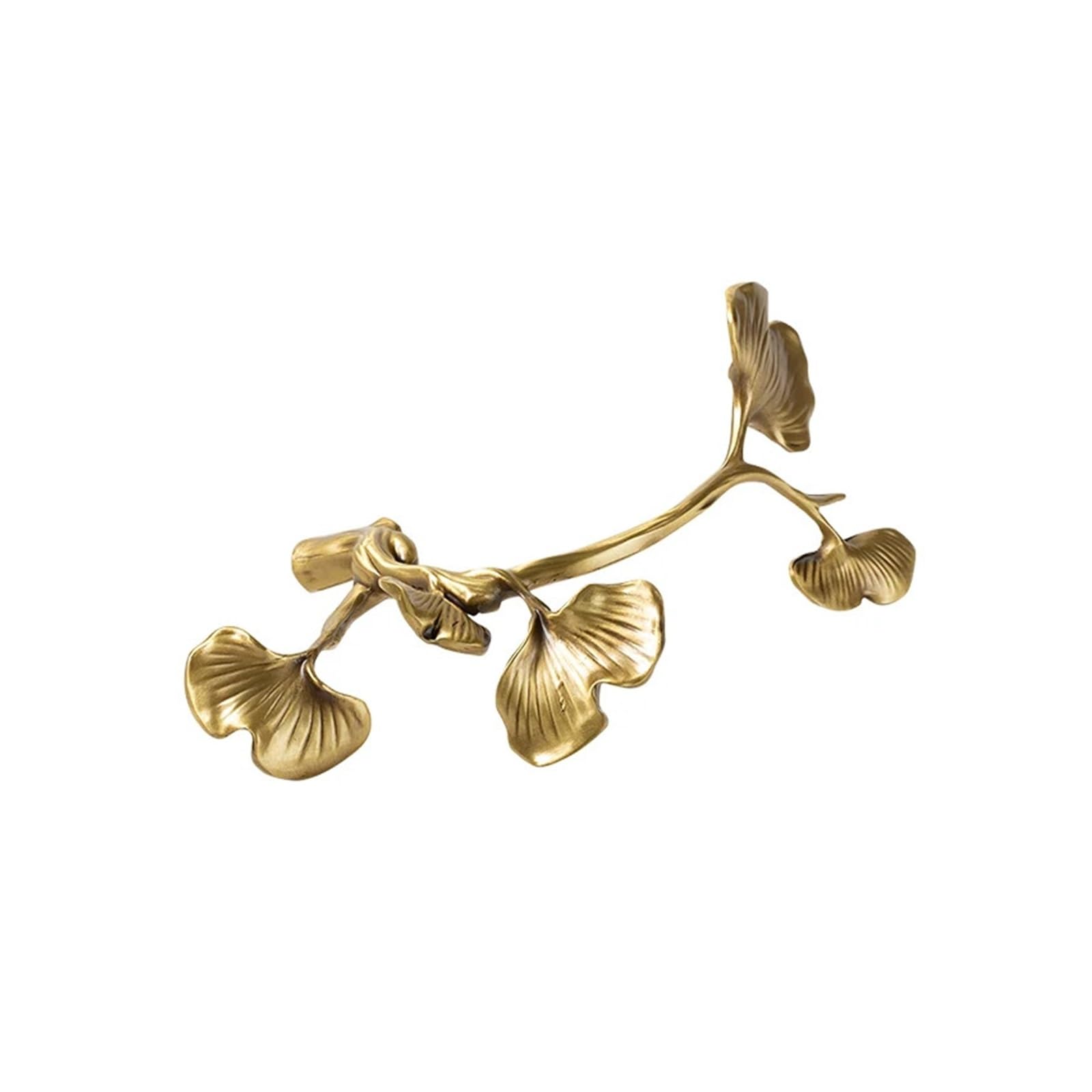 Brass Curtain Tieback Hook Ginkgo Leaf Curtain Drapery Holdback Vintage Solid Brass Wall Hook for Tie Buckles Decor(Right)
