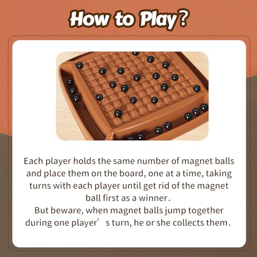 Image of Magnet Game, Magnetic Game Chess 40 Piceses, Family Games for Kids and Adults, Board Game for Kids 8-12 Family Games Night 2-4 Players, Gifts for Teens Kid (Brown)