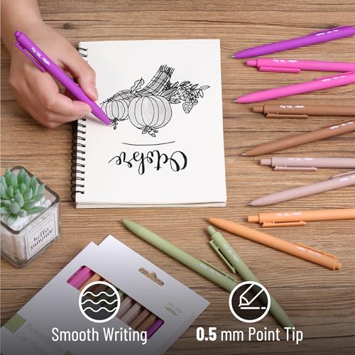 Image of Mr. Pen- Retractable Gel Pens, 12 Pack, Black Ink | Late Harvest Color Barrel, Fine Point 0.5mm, Fast Dry, Smooth Writing, Cute Pens for Drawing