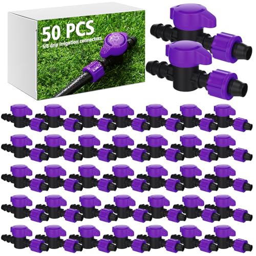 Tujoe 50 Pcs Drip Tape Irrigation Connector 5/8 Inch Switch Valve Connector Universal Drip Irrigation Fittings Compatible with Most 16-17 mm Tape Tube or Sprinkler System