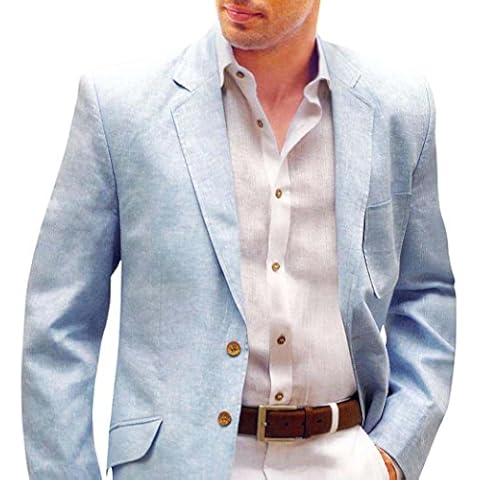 Blazer de lino azul cielo INMONARCH SB03L42 Cover