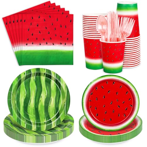 Watermelon Party Supplies Kit Summer Melon Tableware Set Disposab...