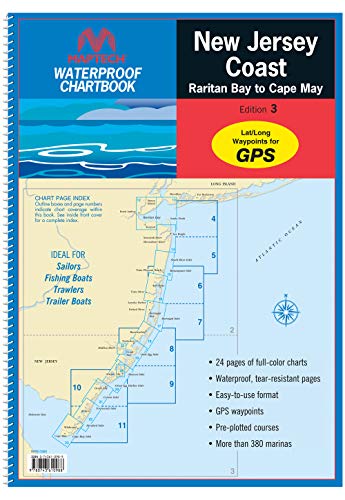 MAPTECH New Jersey Coast. Raritan Bay to Cape May, Waterproof Chartbook WPB0360 3rd Edition