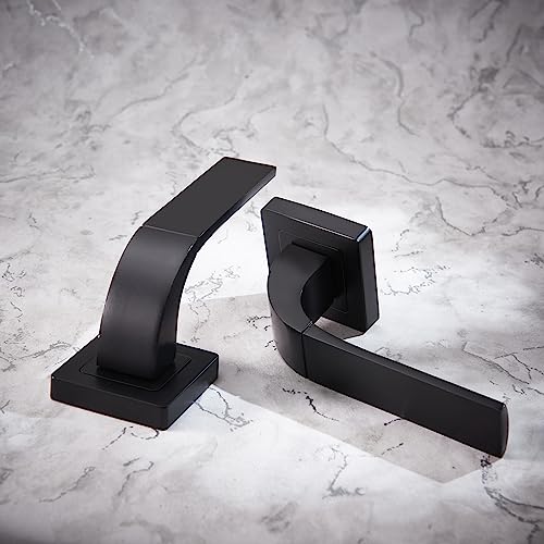 Yale Bologna Matt Black Door Handle for Indoor Wooden Door Stylish Modern Easy Fit Handle with All Fixtures Supplied - Image 2