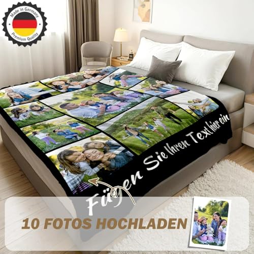 Bemaystar Personalisierte Decke mit Foto – Flauschige Kuscheldecke mit eigenem Foto – Kreative Geschenkidee für Muttertag, Vatertag, Jubiläum oder Geburtstag