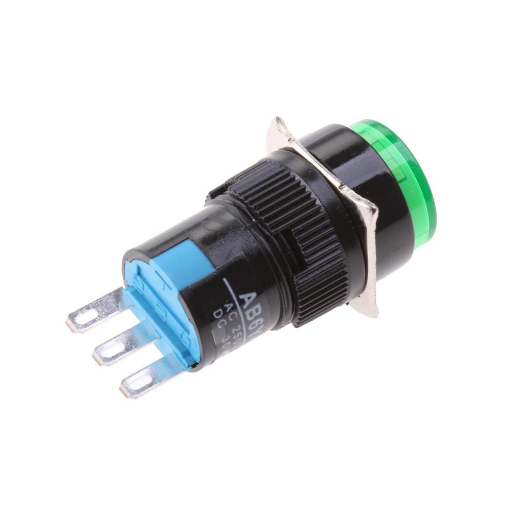 Pushbutton Switch, DC 12V LED Lamp 3 Pin Latching Round Cap Push Button Switch Connectors 3A-250V/AC,5A/30VDC Green|Business & Industrial | Electrical & Test Equipment-picture-24