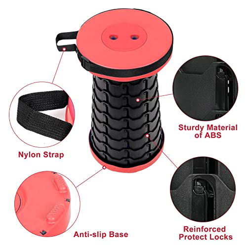 Image of VOLIXOD Foldable Telescoping Stool Portable, Retractable Stool for Adults, Upgraded Collapsible Folding Seats with Load Capacity 550lbs, Camping Stools for Adults