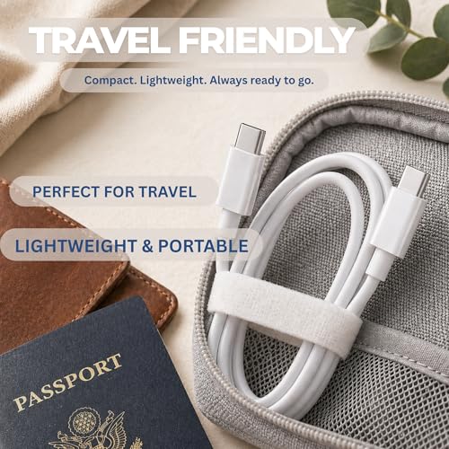 Image of Umake USB Type-C to Type-C Fast Charging Cable 1M, 60W PD Fast Charging, Nylon Braided USB-C Cable, Compatible with Samsung S24 /S23, iPhone 16 /15, OnePlus, Xiaomi, iPad & USB-C Devices (BIS Certified)