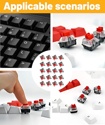 Image of 20 Pack Red Switches, Mechanical Keyboard Switches, Linear 45G Force, Dustproof Hot-Swappable, with 1 Switch Puller, for Gaming and Office Typing