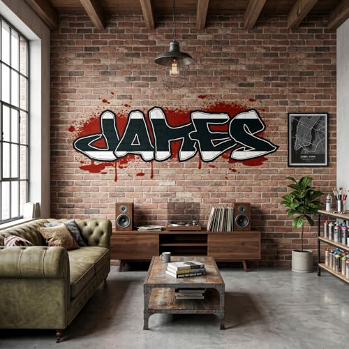 Vinilo decorativo personalizado graffiti nombre para pared miniatura 4