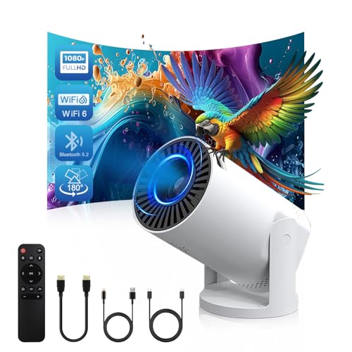 BESUS Wireless Mini Projector with WIFI 6 and 5G, 4K 1080P Support Portable Projector 180°...