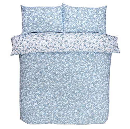 Sleepdown Ditsy Bloemen Blauw Omkeerbaar Easy Care Dekbedovertrek Quilt Beddengoed Set met Kussensloop - Super King (220 cm x 260 cm) - Afbeelding 4