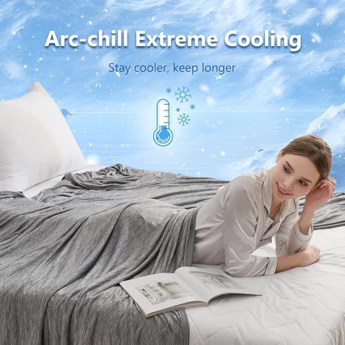 Image of CHOSHOME Cooling Blanket for Hot Sleepers - Summer Blanket Thin Soft Lightweight Breathable Double Side Enhanced Cooling for Hot Flashes, Night Sweats, Bed, Couch (Grey, 90 x 108 inches)