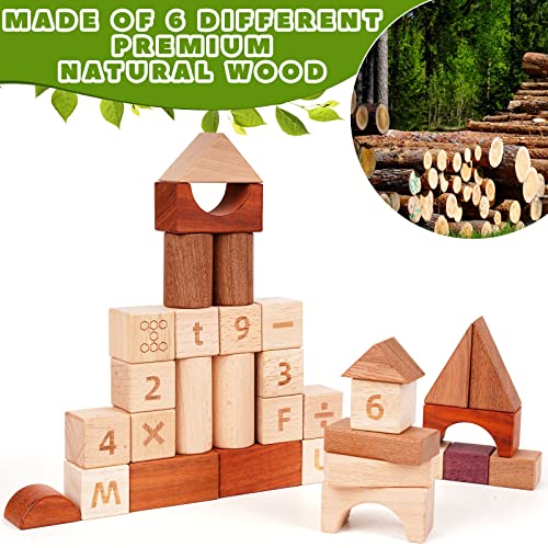 Agirlgle 86Pcs Wooden Building Blocks Set Abc Blocks- Wood Stacking Blocks Stacker For Toddlers Baby Natural Wooden Blocks Construction Preschool Early Learning Toys Sorting 26 Abc Alphabets Blocks #TOP2