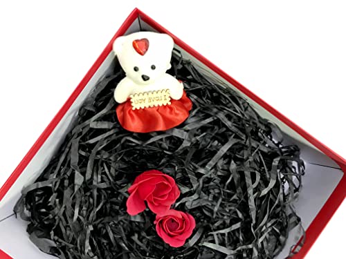 Image of Eco Sarras thin shredded paper crinkle paper grass strips gift tray decoration, gift hamper decorations, gift box fillers, wedding birthday & valentines day gift (200 Grams, Black)
