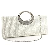  Anladia Elegante Damentasche Clutch Abendtasche (Weiß)