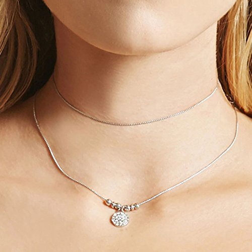 Preisvergleich Produktbild JOVONO Mehrschichtige Halskette mit Strass Choker für Damen und Mädchen