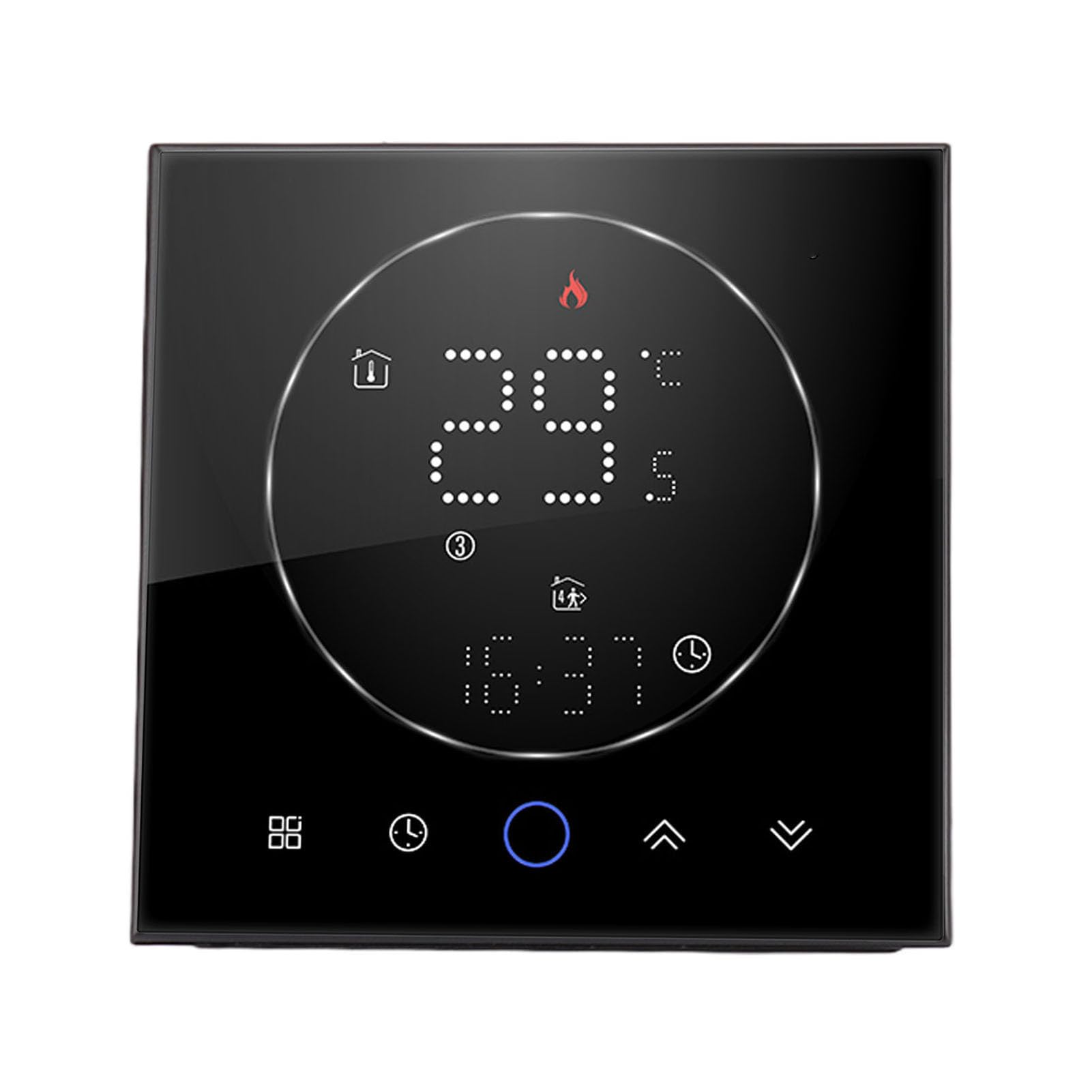 GLOGLOW Inteligentny Termostat Bezprzewodowy Programowalny Termostat na 7 Dni Harmonogram Tygodniowy 6 Okresów Programowalnych z Matrycowym Oświetleniem LED do Ogrzewania Domu (BLACK)