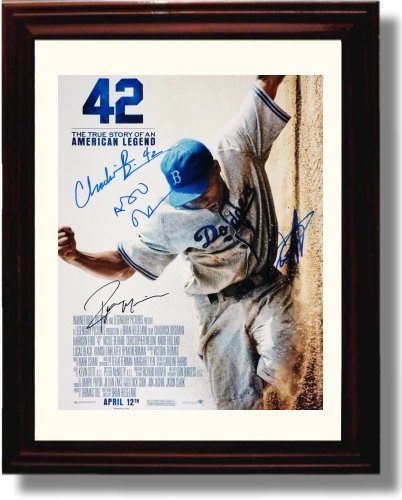 Framed Jackie Robinson Autograph Replica Print - 42 Cast