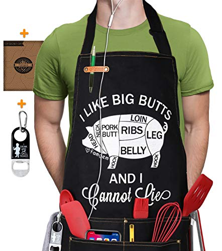 Famgem Grilling Aprons for Mens I Like Big Butts - Professional Grade Womens
