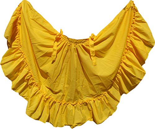 Trade MX Folkloric Mexican, Flamenco, Bomba y Plena and Belly Dance Skirts for Women and Girls (Choose Size and Color) Yellow