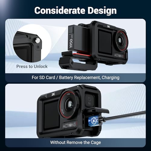 Image of JJC Metal Cage for DJI Osmo Action 5 4 3 Xtra Edge Pro,w. Lens Cap Lanyard