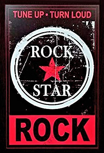 UNiQ Designs ROCK STAR Vintage Garage Decor Tin Signs Metal Signs - Perfect Garage Sign Beer Bar Signs Garage Poster or Auto Shop Decor to Compliment any Mancave Beer Sign or Shop Rules Sign 12 x 8