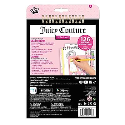 Make It Real Juicy Couture: Fashion Design Sketchbook, Includes 137 Stickers & Stencils, Draw Sketch & Create, Fashion Coloring Book, Tweens & Girls, Kids Ages 6+