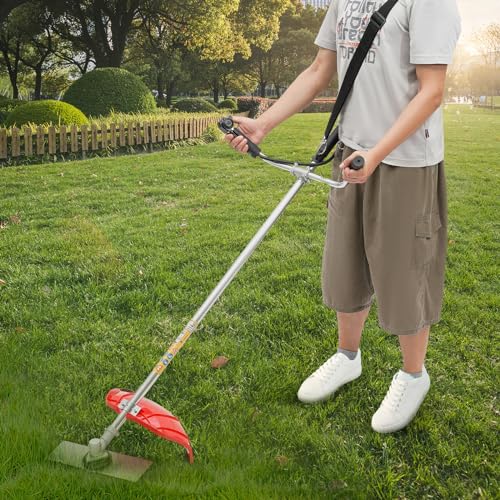 PSUFURV 35.8CC Weed Wacker Gas Powered 4-stroke String Trimmer with Hand-Pull Starter & Air Cooling Gas Powered Weed Eater Heavy Duty String Trimmer for Yard Trimming & Park Greening