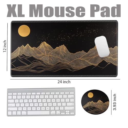 Image of Gaming Mouse Pad 24x12 Desk Mat Gold Mountain Mousepad XL Desk Pad Long Computer Mat Large Mouse Pads for Wireless Mouse Office Work Women