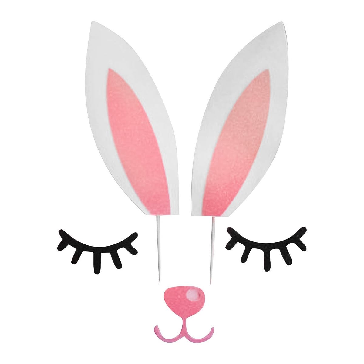 Enwye Rabbit Birthday Cake Decoration,Rabbit Bunny Cake Topper with Eyelashes Nose Ear for Easter Halloween Party Decor Supplies