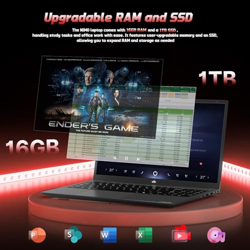 NIMO 15.6″ IPS FHD-Student-Laptop, 16GB RAM 1TB SSD N150(Beat i3-10110U, Up to 3.6GHz) Computer with 65W Type-C, Fingerprint, Backlit Keyboard, Wi-Fi 6, BT5.2, for Business and Home