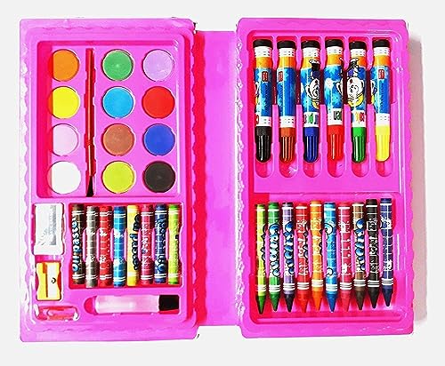 Image of Color Set 46 Pieces Art Craft Color Kit (Crayons, Water Color, Sketch Pens) for Kids (Multicolor) (Blue)