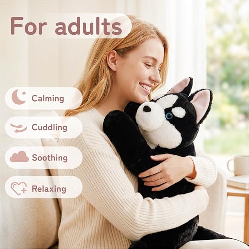 Image of Niuniu Daddy 20 inch | 3.3 Pound Weighted Husky Stuffed Animal Plushie for Adults & Kids, Large Weighted Lap Pillow for Comfort, Soft Sensory Stuffy Toy as Gift for Holidays