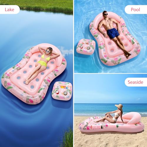 MoKo Inflatable Pool Floats Adult, Water Lounger Raft with Cup Holders - image 8