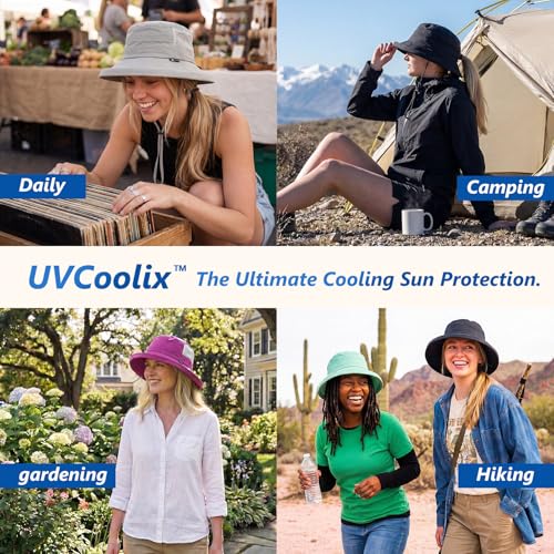 Image of TOP-EX ChicPony Women's Wide Brim Bucket Sun Hat with Ponytail Hole UPF 50 Summer Packable Sunhat for Travel Beach Outdoor