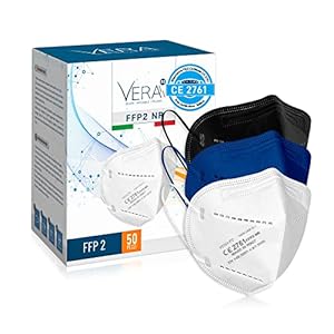 Mascherine Ffp2 Certificate CE 2761 Ente Certificatore Italiana ITEC 100% Made In Italy SICURA AFFIDABILE ITALIANA Ffp2 5 strati BFE ≥99% 20 Bianco, 15 Nere, 15 Blu