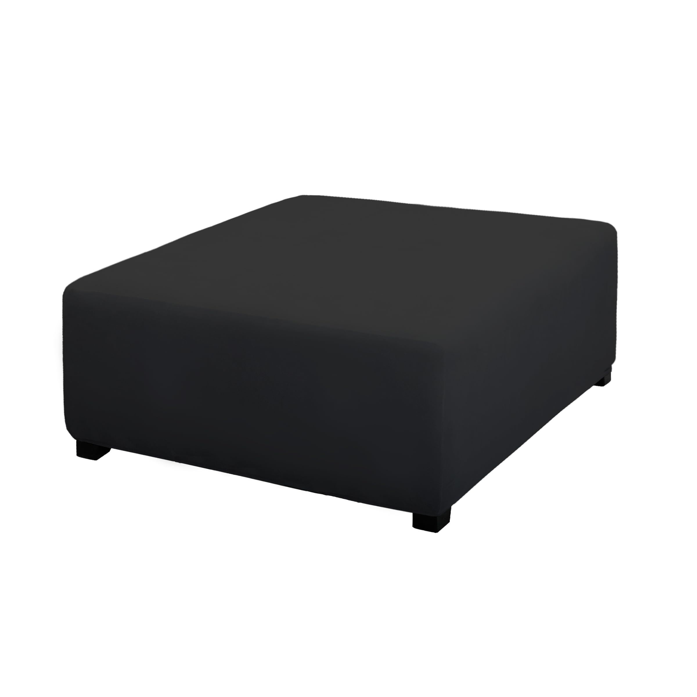 PureFit Stretch Square Ottoman Cover 40x40x15 Footstool Cover, Black