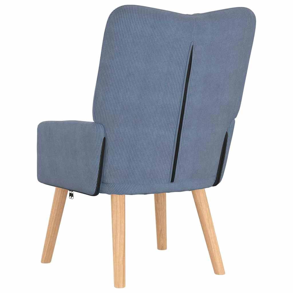 Poltrona Blu in Tessuto con Braccioli Imbottiti e Gambe in Legno Massello 63 x 67 x 94 cm, Seduta Morbida e Calda per Soggiorno, Ufficio, Relax e Lettura