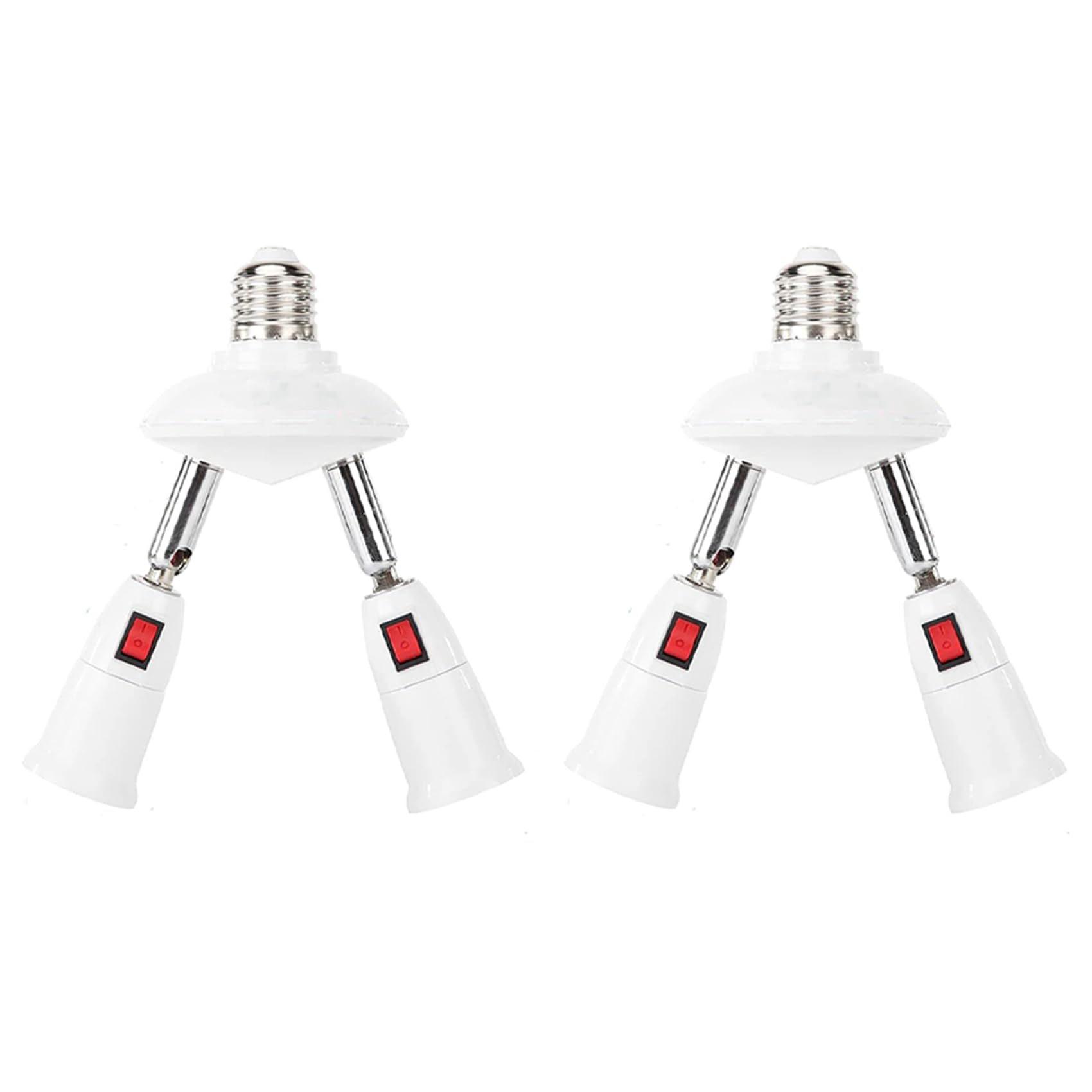 Kueohse 2X 360 Degree Adjustable - 2 in 1 E27 Splitter Socket Adapter. E27 Standard LED Bulb Socket Adapter