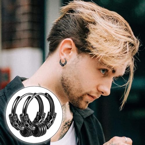 Image of Young & Forever Gift Stainless Steel Hoop Stud Earrings for Men and Boys