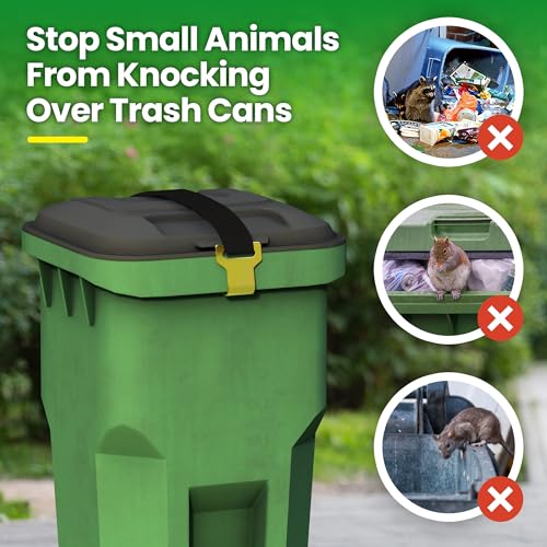 Image of 1 Pack Trash Can Lock for Raccoons, Adjustable Lid Strap with Metal Claw