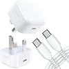 Charger For Samsung Galaxy S23 FEA14A13A53A33A34A54A53 5gA33 5gS21 FEZ Flip 5Z Fold 5S23S23S23 Ultra Charger Plug, 20W USB C Charger Mains UK USB C Wall Charging Power Adapter White