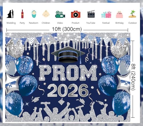Fondo Azul para Fiesta de Graduación 2026 120x96 in miniatura 6