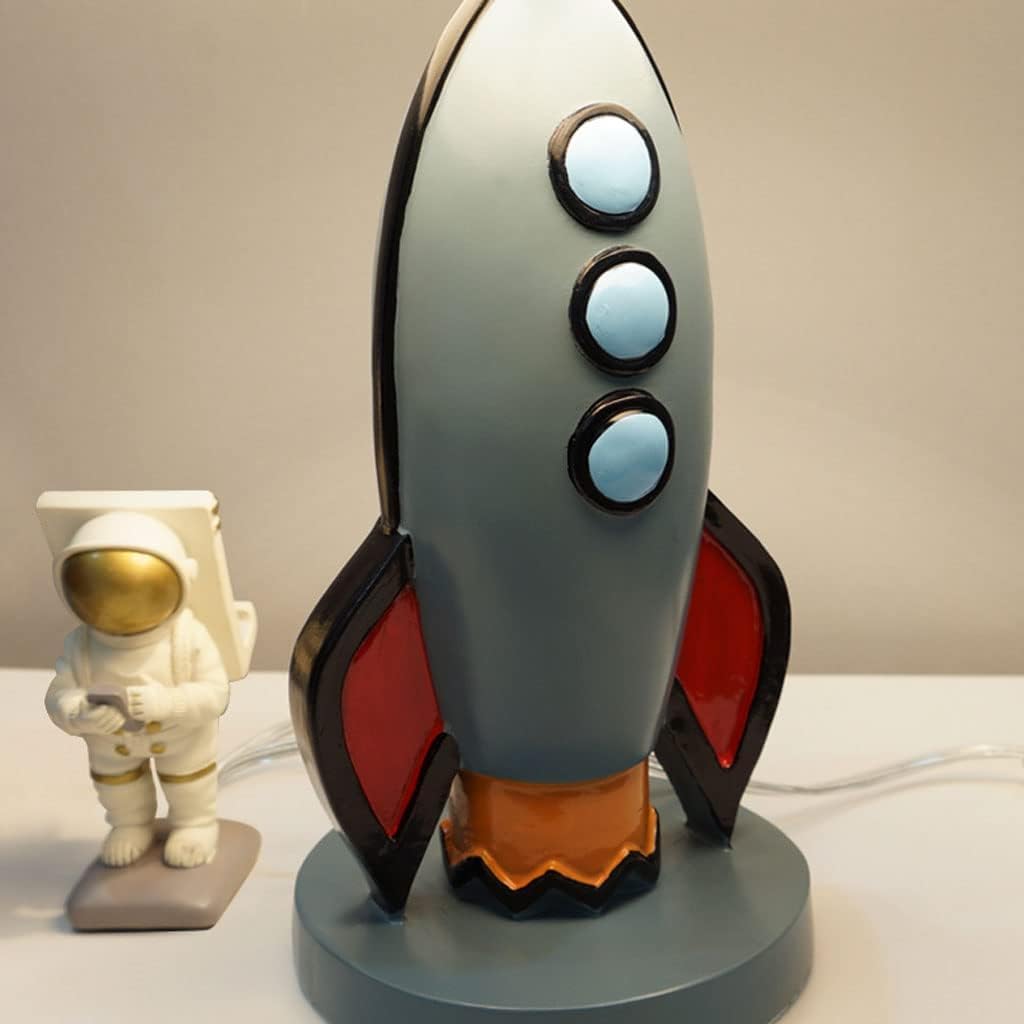 Lámparas De Mesa Lampada da Tavolo con Base A Razzo Lampada da Comodino Creativa Americana con Telecomando Lampada da Comodino Dimmerabile per Sala Studio Camera dei Bambini Camera da Letto