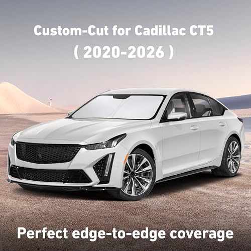 Image of EcoNour Windshield Sunshade Compatible for Cadillac CT5 2020-2024 2025 2026, Sun Visor for Front Windshield & Window Sun Shade Cover, UV Heat Blocker & Protector, Car Accessories