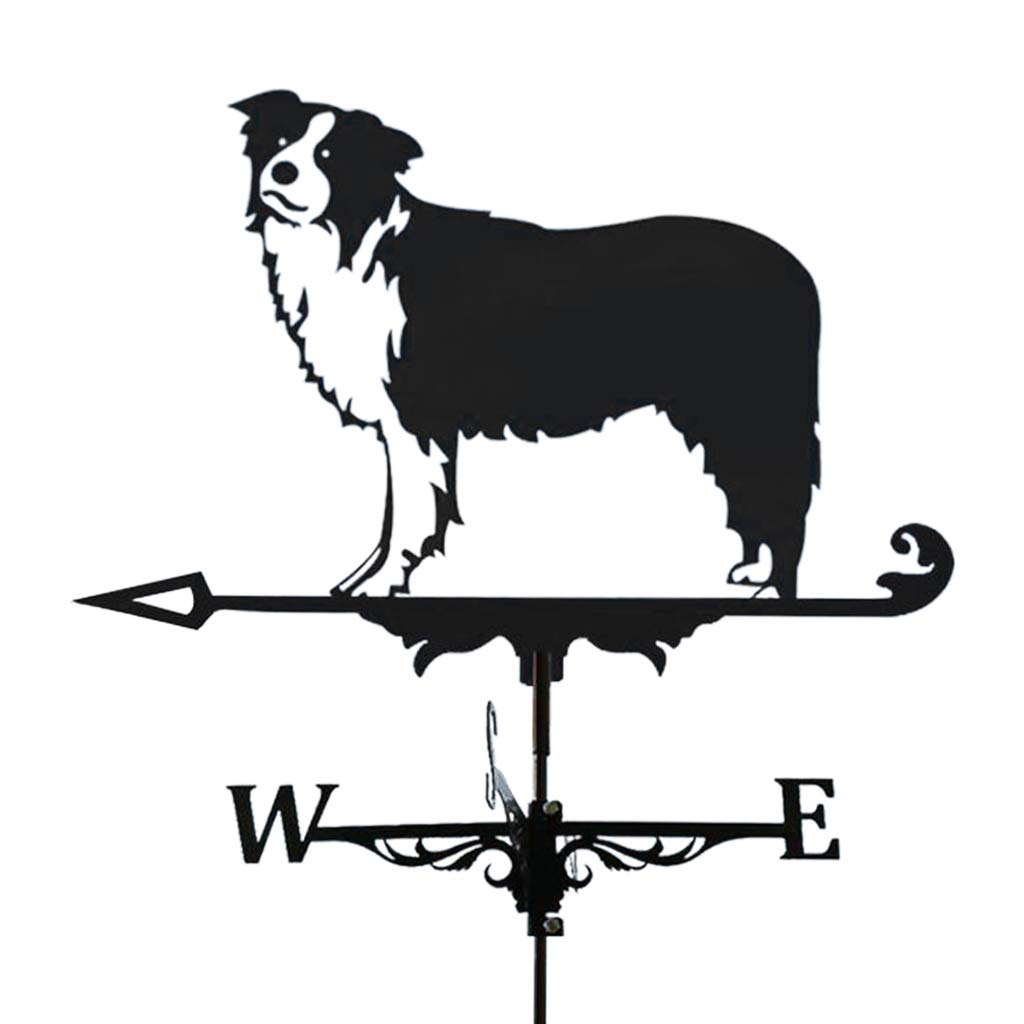 WIQUYBML wind vane Farmhouse Weather Vane Roof Mount, Wind Direction Indicator Kit Outdoor Metal Bracket Courtyard Ornament (Collies)